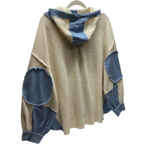 POL JACKET 100% COTTON Cream & Denim NEW 1 LG LEFT! - Picture 8 of 11